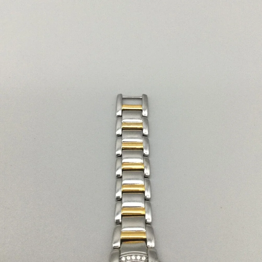 Pulsar Women Watch 27mm Two Tone Black Dial Crystals VJ22-X112 New Battery 6.25